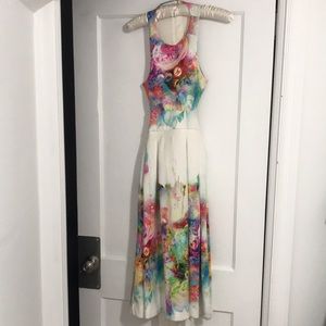 ASOS Multi-Color Midi Dress with Back Cut-Out